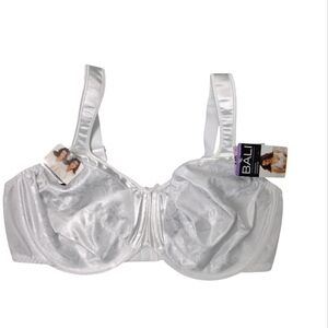 Bali Minimizer Underwire Women's White Satin Plus Size Bra 44D
